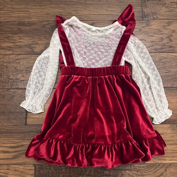 EUC Ollie Jay Red Velvet Jumper/White Lace Shirt Set - Picture 5 of 5